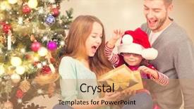  Presentation with child tree - PPT theme having family - father mother and little background and a coral colored foreground