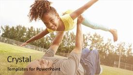  Presentation with park - Amazing presentation theme having family - grandfather playing game with granddaughter backdrop and a coral colored foreground
