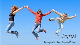  Presentation with groups - Amazing presentation theme having winning family - we are happy backdrop and a light blue colored foreground