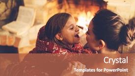  Presentation with winter scene - Slide deck enhanced with family - mom with child playing background and a red colored foreground