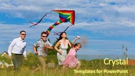  Presentation with children running - Theme enhanced with family - mother father children - running background and a tawny brown colored foreground