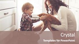  Presentation with family pet - Presentation theme having family - mother with her baby playing background and a coral colored foreground