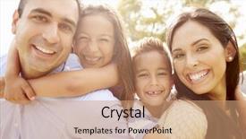  Presentation with children parents - Presentation theme consisting of family - parents giving children piggyback ride background and a coral colored foreground