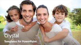  Presentation with children parents - Colorful slide deck enhanced with family - parents giving piggyback ride backdrop and a coral colored foreground