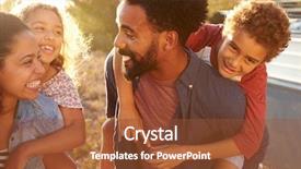  Presentation with family - Beautiful PPT theme featuring family - parents giving their kids piggybacks backdrop and a tawny brown colored foreground