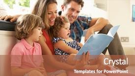  Presentation with family reading - Presentation enhanced with family - parents sitting with children reading background and a red colored foreground