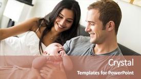  Presentation with newborn baby - Slide set featuring family - young couple with their newborn background and a coral colored foreground