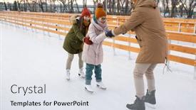  Presentation with ice rink - Slide deck enhanced with family-activities-in-winter-vacation background and a sky blue colored foreground