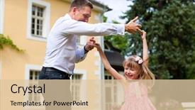  Presentation with daughter - Cool new PPT theme with cute lovers are lying on cover and making selfie the man is holding mobile phone both are looking at it and smiling they drinking wine from glasses backdrop and a gray colored foreground