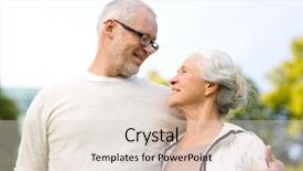  Presentation with family tourism - Colorful PPT theme enhanced with family age tourism travel and people concept - senior couple hugging in city park backdrop and a lemonade colored foreground