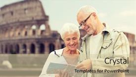  Presentation with family tourism - Beautiful presentation featuring family age tourism travel backdrop and a soft green colored foreground