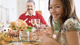  Presentation with christmas dinner - Theme consisting of family all together at christmas dinner background and a coral colored foreground