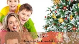  Presentation with family tree - Amazing PPT theme having new generation light - family and a christmas tree backdrop and a coral colored foreground