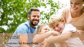  Presentation with family children - Presentation theme consisting of family-and-children-laughing background and a coral colored foreground