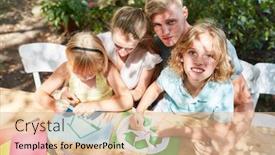  Presentation with family children - Audience pleasing PPT theme consisting of family-and-children-paint-eco backdrop and a lemonade colored foreground