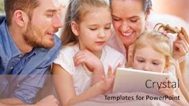  Presentation with play children - Cool new slide set with family-and-children-play-together backdrop and a coral colored foreground