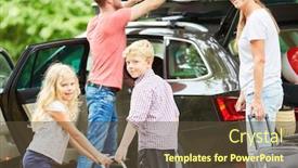  Presentation with family children - PPT theme with family-and-children-together background and a tawny brown colored foreground