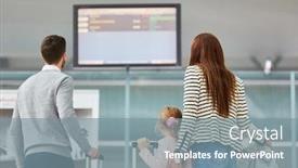  Presentation with airport terminal - Slide set featuring family-and-children background and a seafoam green colored foreground