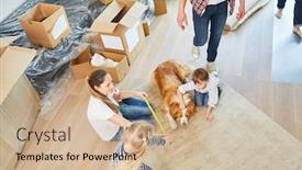  Presentation with children design - Presentation with family-and-children background and a coral colored foreground