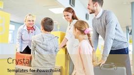  Presentation with airport terminal - Amazing presentation design having family-and-children backdrop and a yellow colored foreground