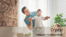  Presentation with family day - Cool new PPT theme with family and father's day backdrop and a coral colored foreground