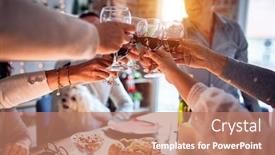  Presentation with christmas best wishes - Beautiful slide set featuring family and friends dining at home celebrating christmas eve with traditional food and decoration making a toast with best wishes with glass of wine backdrop and a coral colored foreground