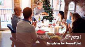  Presentation with christmas food - Presentation theme featuring family-and-friends-dining background and a tawny brown colored foreground