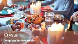  Presentation with christmas food - Audience pleasing slide set consisting of family-and-friends-dining backdrop and a coral colored foreground
