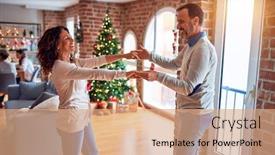  Presentation with romantic christmas - Slide deck enhanced with family-and-friends-dining background and a coral colored foreground