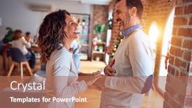  Presentation with christmas food - Beautiful slide deck featuring family-and-friends-dining backdrop and a coral colored foreground