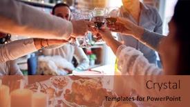  Presentation with christmas best wishes - Cool new slides with family-and-friends-dining backdrop and a red colored foreground