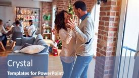  Presentation with romantic christmas - PPT layouts consisting of family-and-friends-dining background and a ocean colored foreground