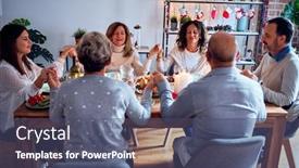  Presentation with christmas food - Beautiful theme featuring family-and-friends-dining backdrop and a ocean colored foreground