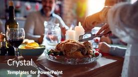  Presentation with christmas food - Amazing slides having family-and-friends-dining backdrop and a tawny brown colored foreground