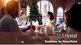  Presentation with christmas food - Colorful slides enhanced with family-and-friends-dining backdrop and a tawny brown colored foreground