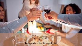 Presentation with christmas best wishes - PPT layouts enhanced with family-and-friends-dining background and a coral colored foreground