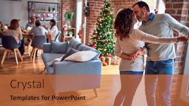  Presentation with traditional dancing - Slide deck having family-and-friends-dining background and a red colored foreground