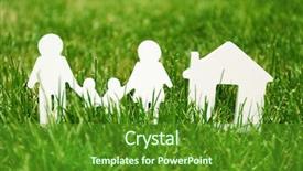  Presentation with house - Beautiful presentation theme featuring family and house - concept image backdrop and a tawny brown colored foreground