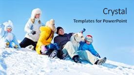  Presentation with dog park - Colorful PPT layouts enhanced with family and labrador retriever dog backdrop and a light blue colored foreground