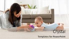  Presentation with happy baby - Colorful PPT theme enhanced with family and motherhood concept - happy backdrop and a soft green colored foreground