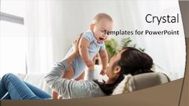  Presentation with mother baby asian breastfeeding - Slides enhanced with family and motherhood concept - happy background and a light gray colored foreground