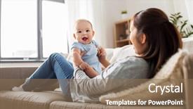 Presentation with happy baby - Presentation theme consisting of family and motherhood concept - happy background and a coral colored foreground