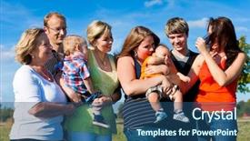  Presentation with family children - Cool new PPT theme with family and multi-generation - mother backdrop and a ocean colored foreground