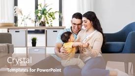  Presentation with baby sitting - Cool new presentation design with family-and-people-concept-happy backdrop and a coral colored foreground