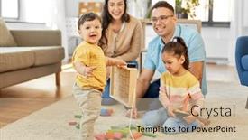  Presentation with happy baby - Presentation design consisting of family-and-people-concept-happy background and a soft green colored foreground
