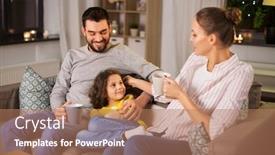  Presentation with portrait happy family smiling - Audience pleasing PPT layouts consisting of family-and-people-concept-portrait backdrop and a coral colored foreground