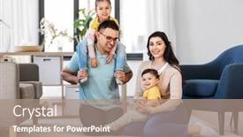  Presentation with baby sitting - Slide deck having family-and-people-concept-portrait background and a coral colored foreground