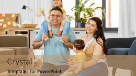  Presentation with baby sitting - Theme with family-and-people-concept-portrait background and a coral colored foreground