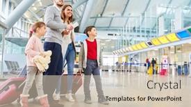  Presentation with airport terminal - Slide set enhanced with family-and-two-children background and a soft green colored foreground