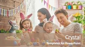  Presentation with bunny - Cool new slides with family are preparing for easter backdrop and a coral colored foreground